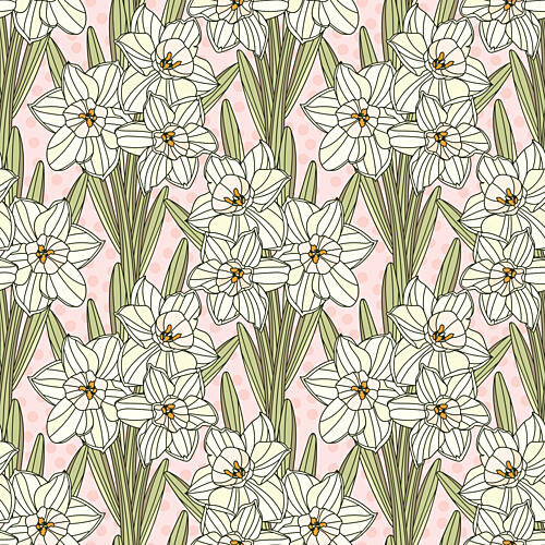 Delicate Daffodil Pattern Art Print by Olena Kovalova