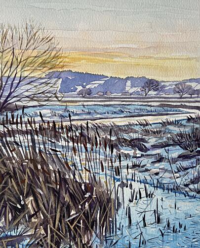 Winter Marsh Sunset Art Print