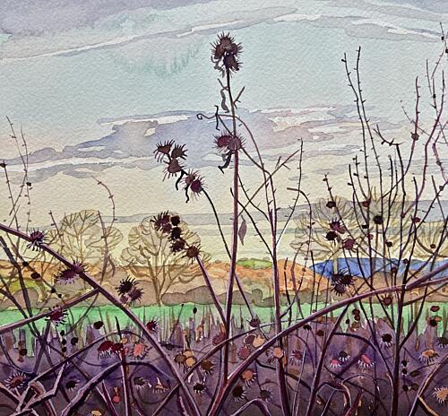 Winter Thistle Landscape Art Print
