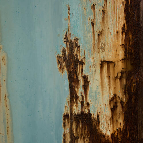 Blue Rust Decay Art Print by Studio Meikle