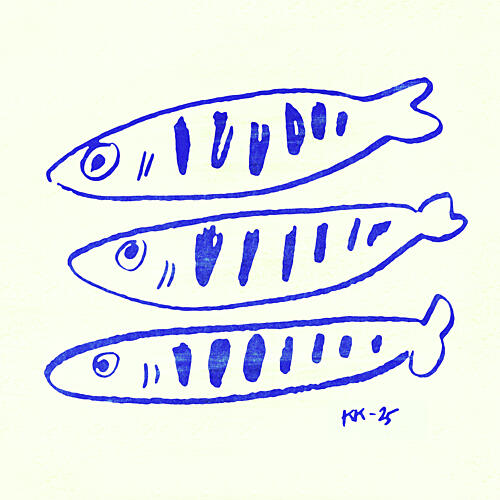 Three Blue Fish Art Print