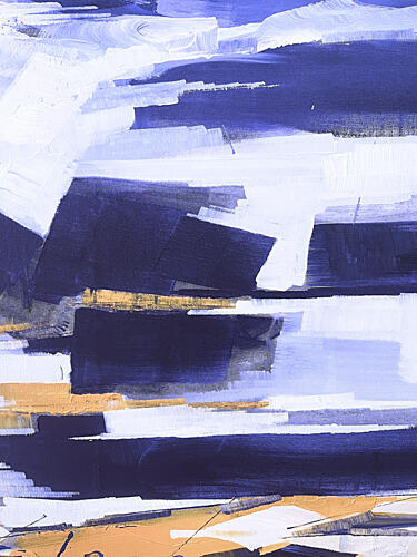 Indigo Gold Abstract Blocks Gold Print