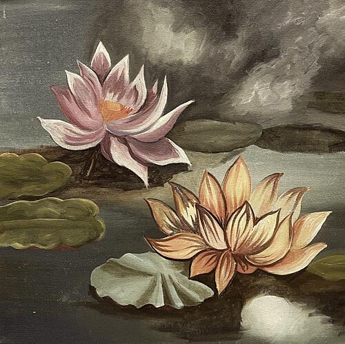 Stormy Lotus Pond Art Print