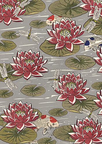 Lotus Koi Pond Art Print
