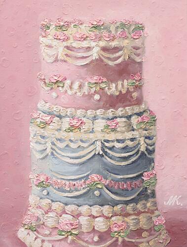 Pink and Blue Tiered Cake Art Print