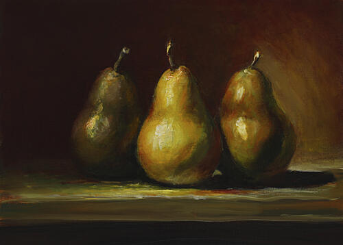 Glowing Still Life Pears Art Print