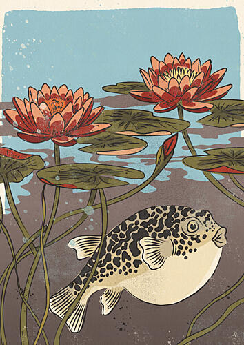 Spotted Puffer Pond Art Print