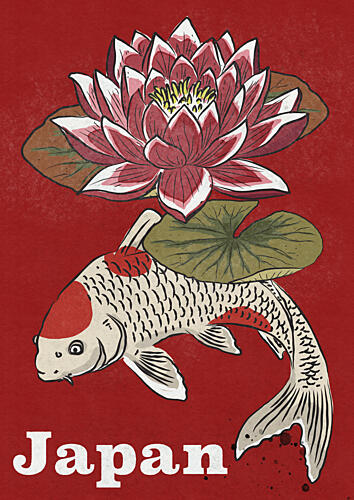 Japanese Koi Bloom Art Print