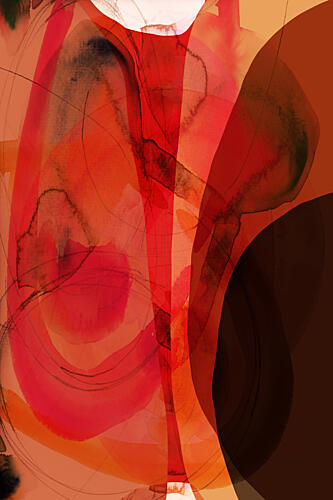 Orange Red Abstract Flow Art Print by Cartissi
