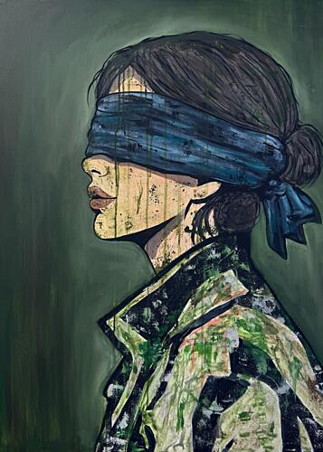 Mysterious Blindfolded Woman Art Print by Jenny Nielsen