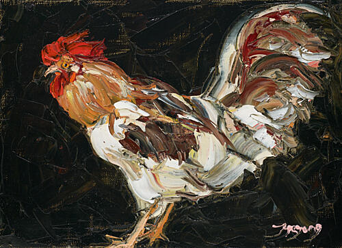 Vibrant Impasto Rooster Art Print