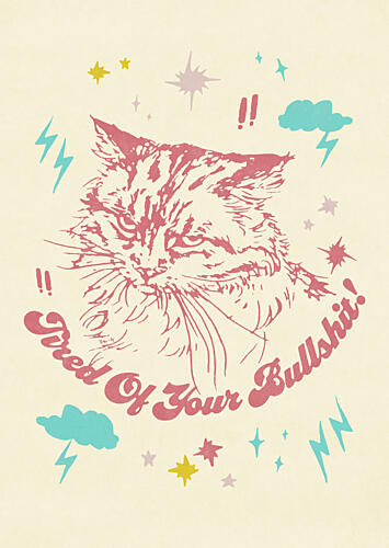 Grumpy Retro Cat Pop art reproduction