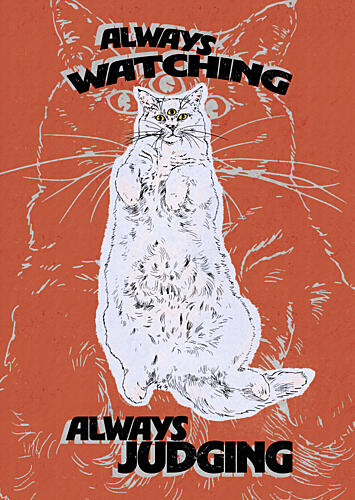 Three-Eyed Judging Cat Pop art reproduction