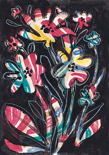 Colorful Striped Flowers Art Print