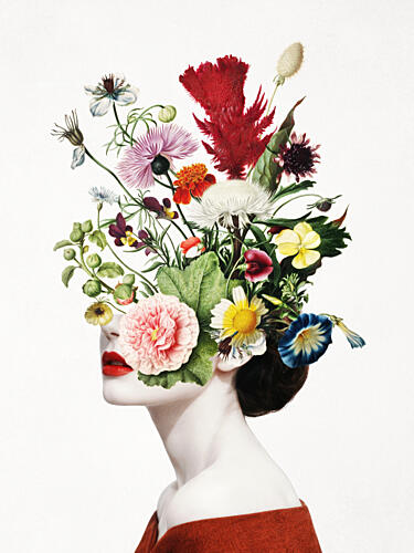 Floral Woman Portrait Art Print