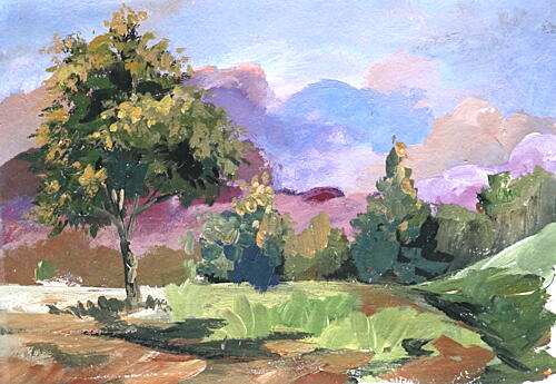 Pastel Cloudscape Tree Art Print