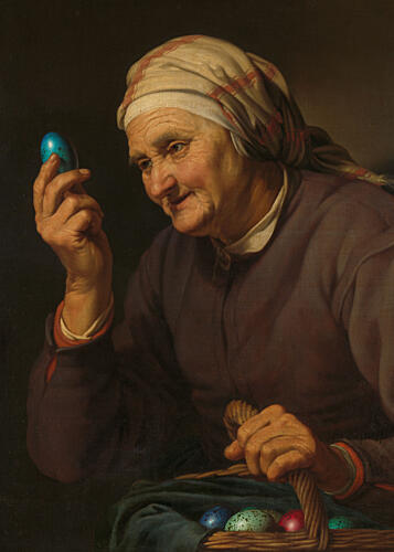 Elder Womans Easter Eggs Art Print