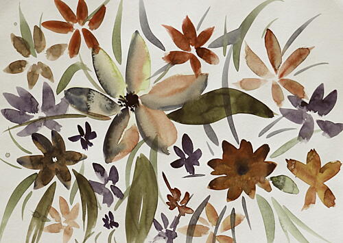 Earthy Floral Watercolor Art Print
