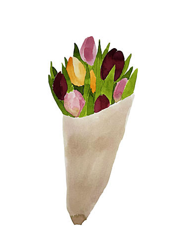 Wrapped Tulip Bouquet Art Print