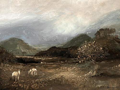 Moorland Ponies Art Print