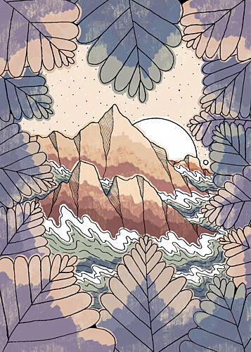 Framed Mountain Ocean Art Print