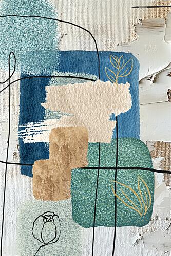 Serene Abstract Botanicals Gold Print