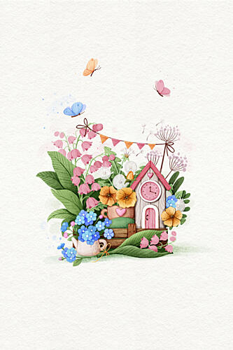 Colorful Cottage Garden Art Print