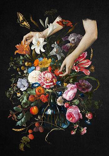 Hands in Floral Still Life Art Print