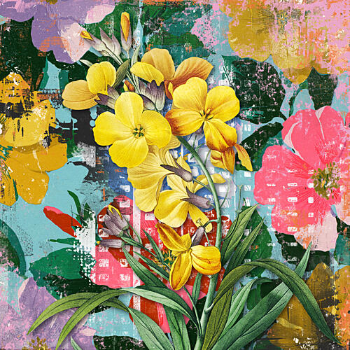 Vibrant Floral Collage Art Print
