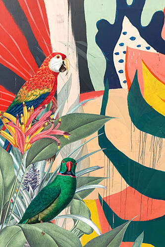 Vibrant Tropical Parrots Art Print
