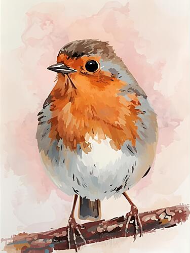 Charming Watercolor Robin Art Print