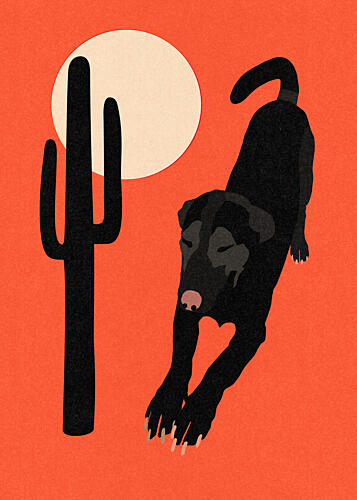 Black Desert Dog Art Print