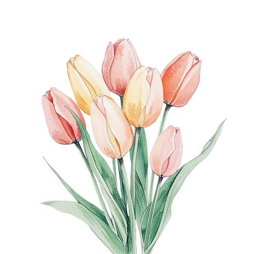Watercolor Tulip Bouquet Art Print