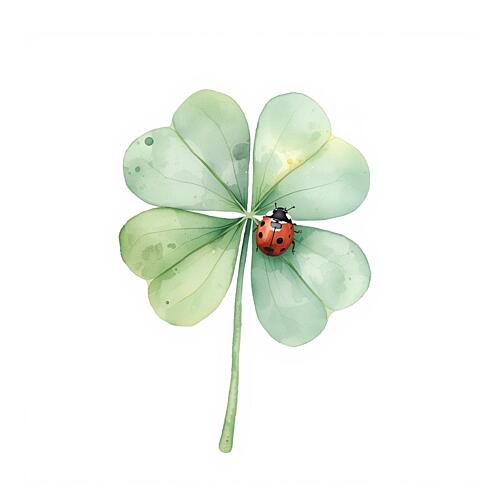 Lucky Ladybug Clover Art Print