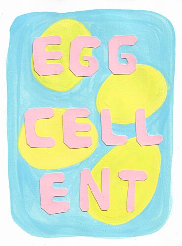 Eggcellent Pun Art Print by Lerin Freyou