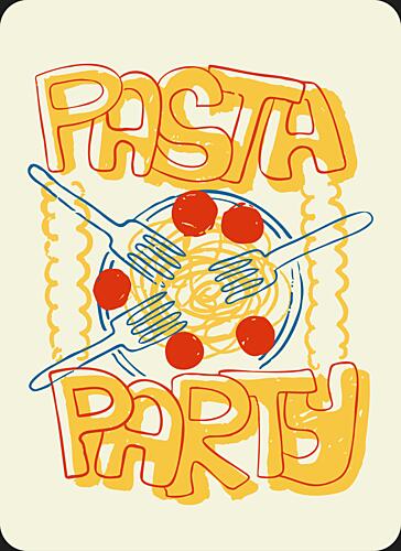 Fun Pasta Party Art Print by Marika Barsrsind