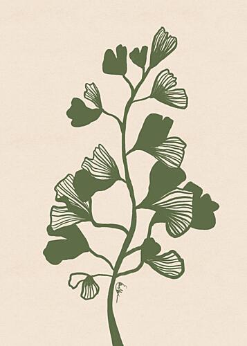 Ginkgo Botanical Branch Art Print by Elsa Natterdal