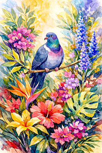 Tropical Garden Pigeon Art Print