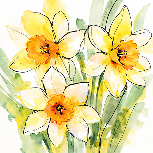 Yellow Daffodils in Bloom Art Print