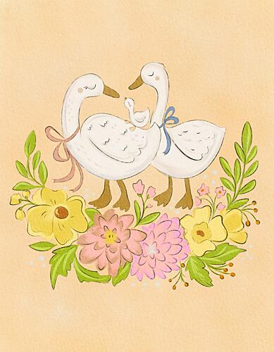 Sweet Goose Family Bloom Art Print