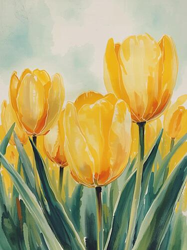 Sunny Tulip Garden Art Print