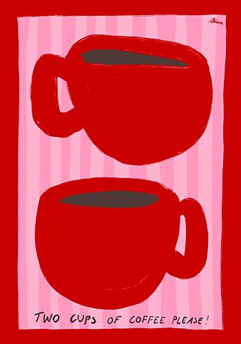 Two Cups of Coffee Pop art reproduction