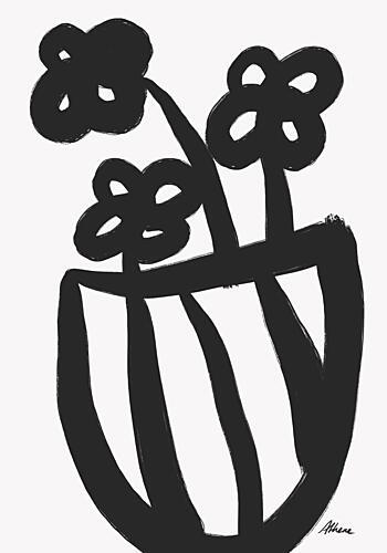 Black and White Flowers Art Print