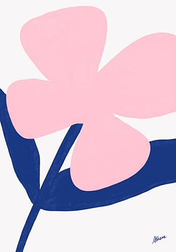 Pink and Blue Flower Art Print