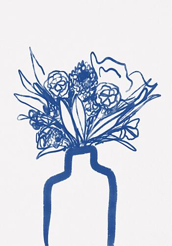 Blue Flowers in Vase Art Print