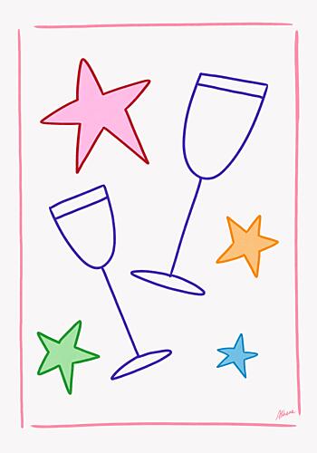 Wine and Stars Pop art reproduction