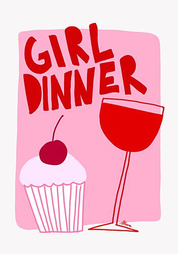 Girl Dinner Pop art reproduction
