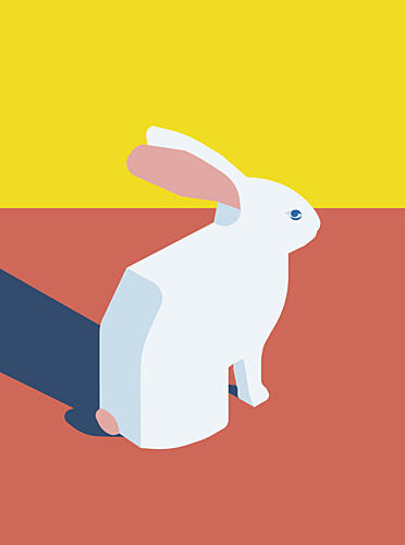 White Geometric Rabbit Art Print by Daria Ivanovna