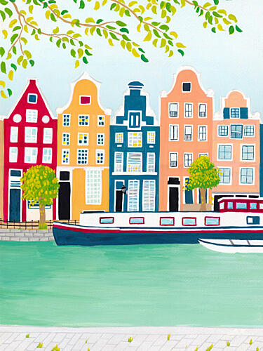 Colorful Canal Houses Art Print by Zarish Chaudhry