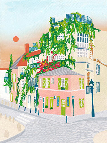 Charming Pink House Street Art Print by Zarish Chaudhry